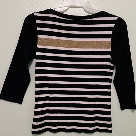 Lauren Ralph Lauren boat neck shirt size M gold stripe across front great shape - Picture 3 of 6